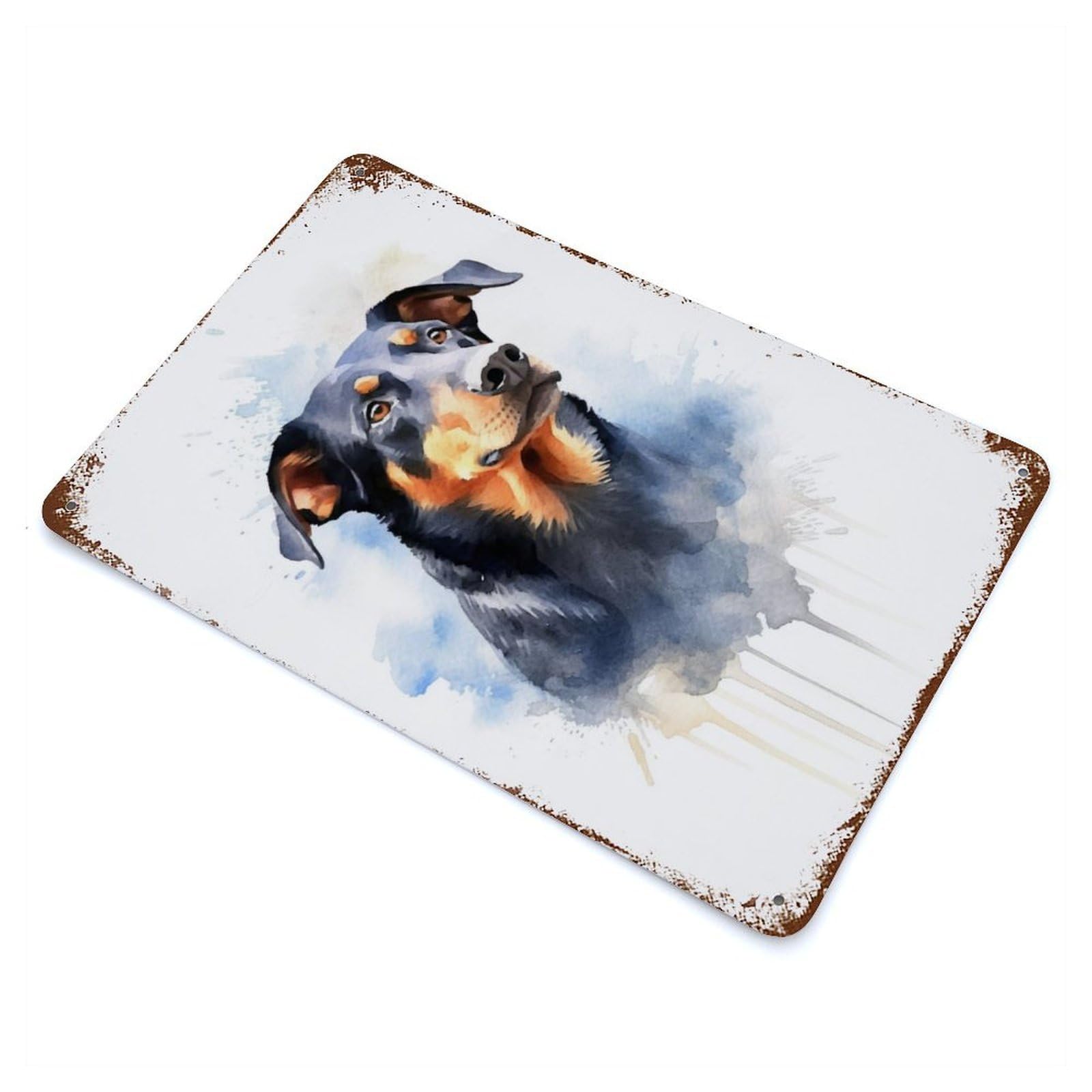 Beauceron Watercolor Dog Rusty Metal Tin Sign 11.8"x7.9", for Basement, Hobby Room And Garage Decor, Retro Wall Decor