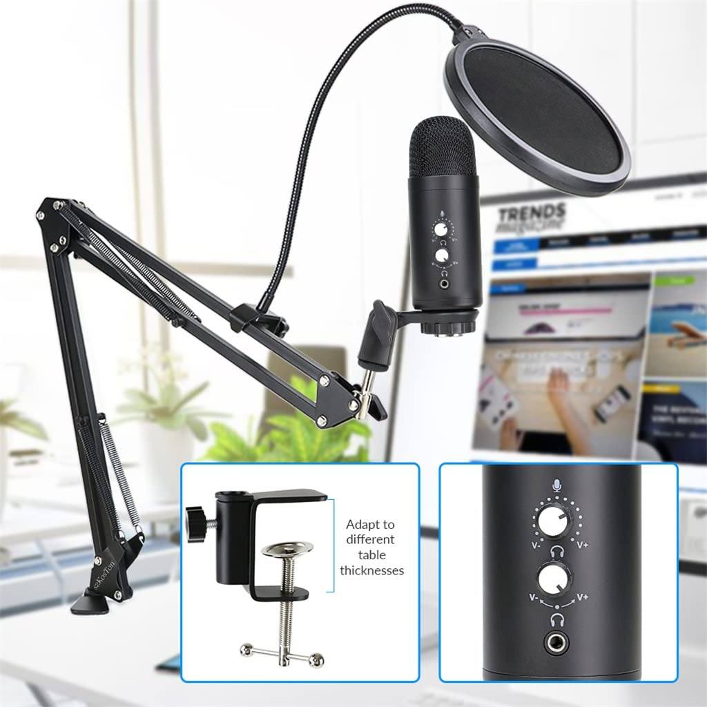 Profesjonalne studio strumieniowe Mikrofon pojemnościowy Mikrofon USB do gier, komputerowy mikrofon śpiewający ze stojakiem (kolor: D, rozmiar