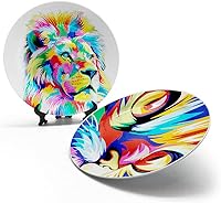 Vista 7 de MR.R Juego de 2 platos planos de cerámica blanca con soporte, platos de porcelana. Plato redondo de postre o ensalada de 10 pulgadas, sin plomo