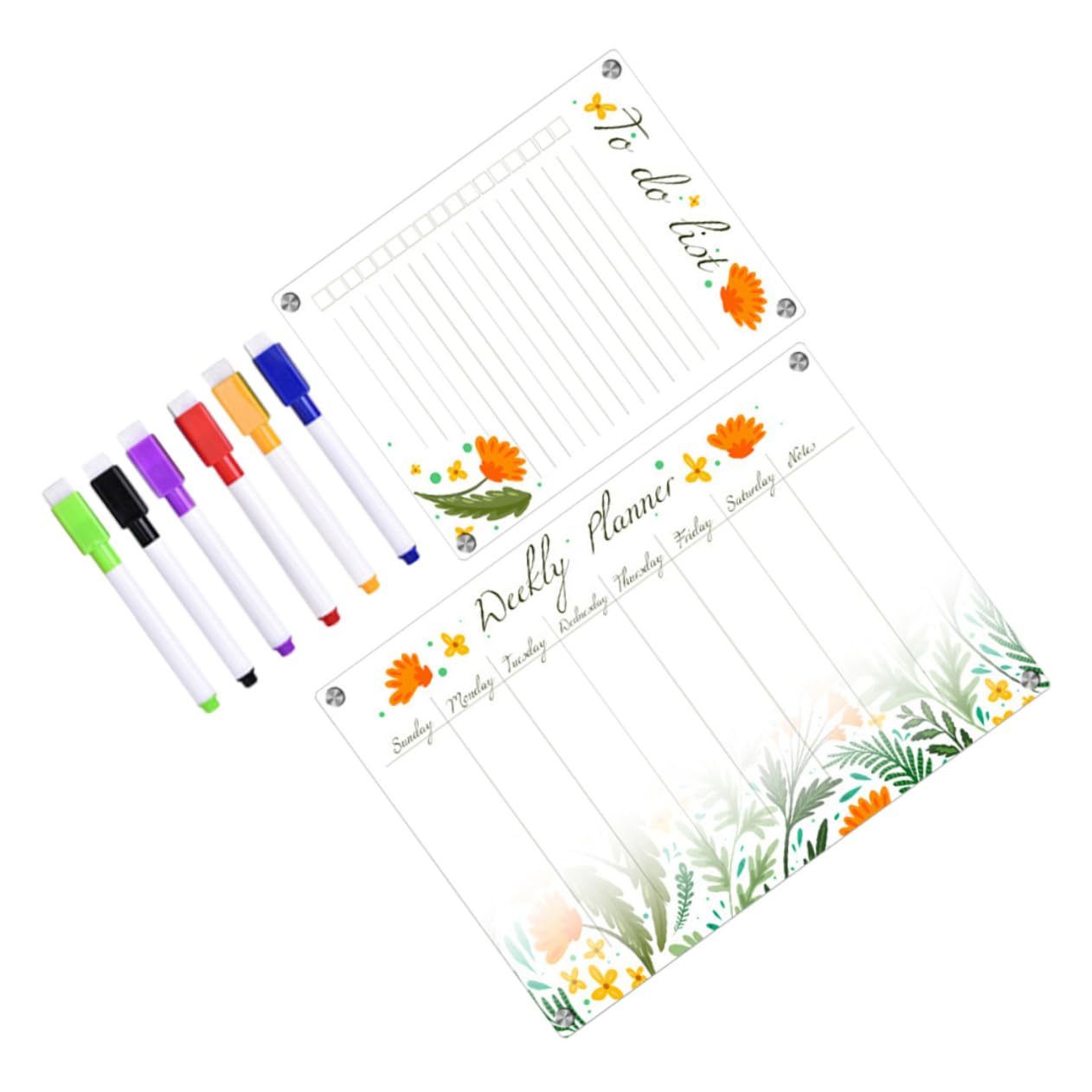 NUOBESTY Lavagna Magnetica per Frigorifero A3+a4 in Acrilico Trasparente, Cancellabile a Secco, Calendario Settimanale Magnetico, Promemoria Riutilizzabile per Ufficio, Scuola e Casa, Set