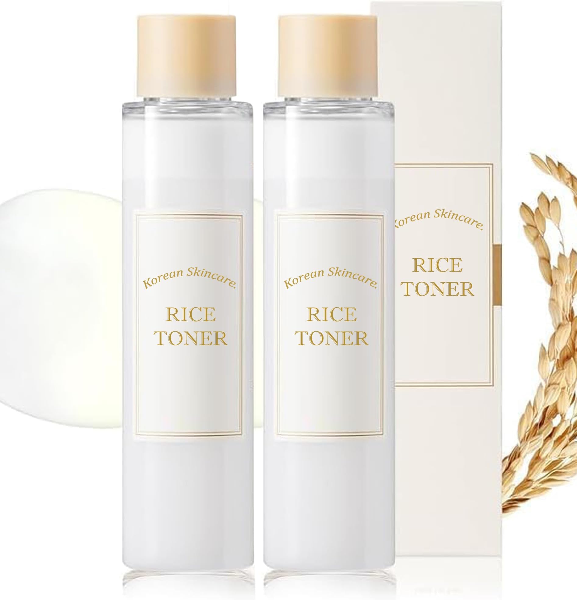 Korean Skincare Rice Toner, Milky Toners for Glowing Skin, Rice Water Korean, Glow Essence with Niacinamide, Hydrating for Dry, Dull, Combination Skin, Vegan, Fragrance Free, Glass Skin (2PACK)