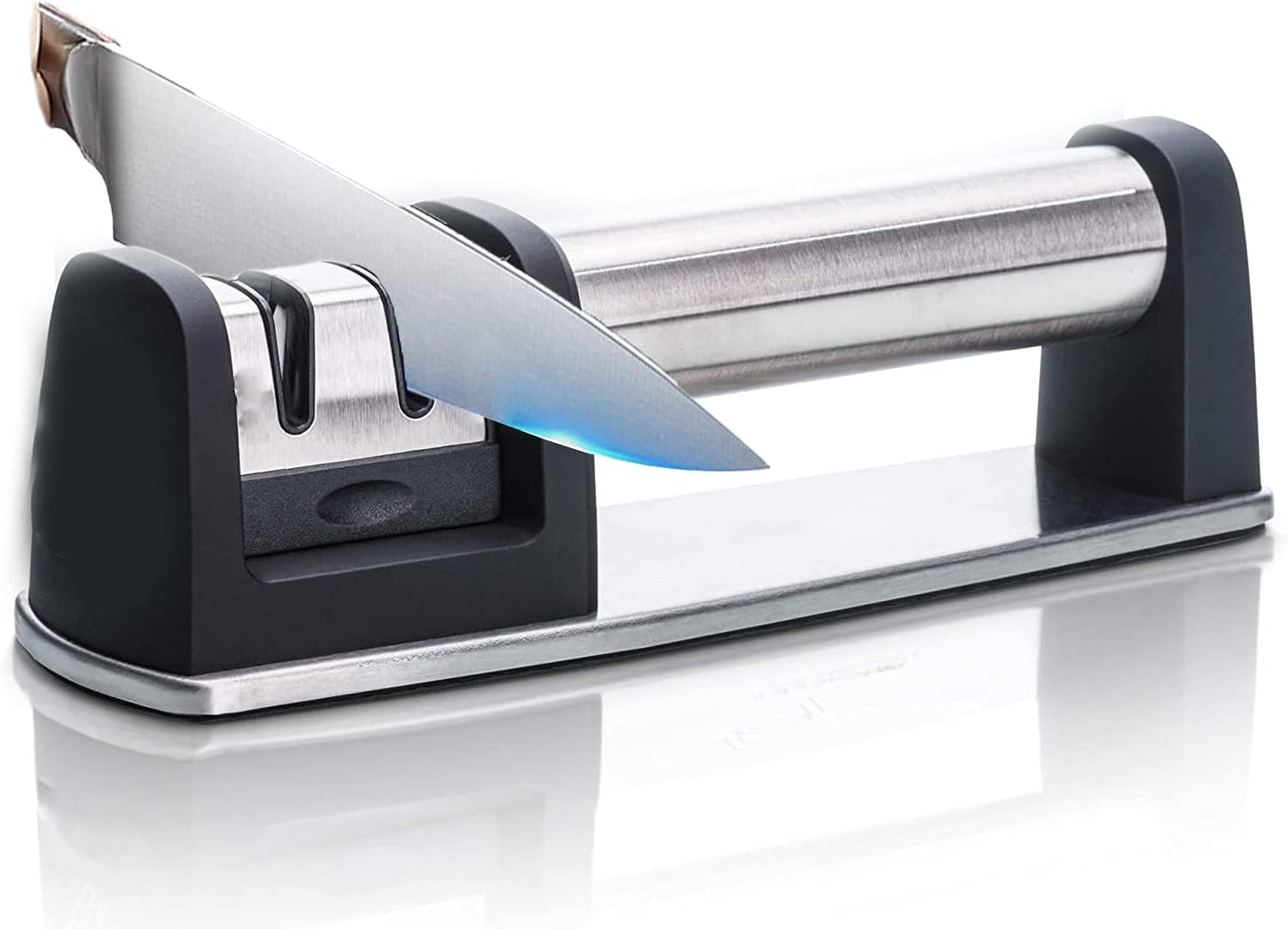 ZEACCTKitchen Accessories Straight and Serrated Knife sharpeners, Stainless Steel Ceramic and Tungsten-Easy Manual Grinding of Blunt Steel, paring Knives, Kitchen Knives, Scissors