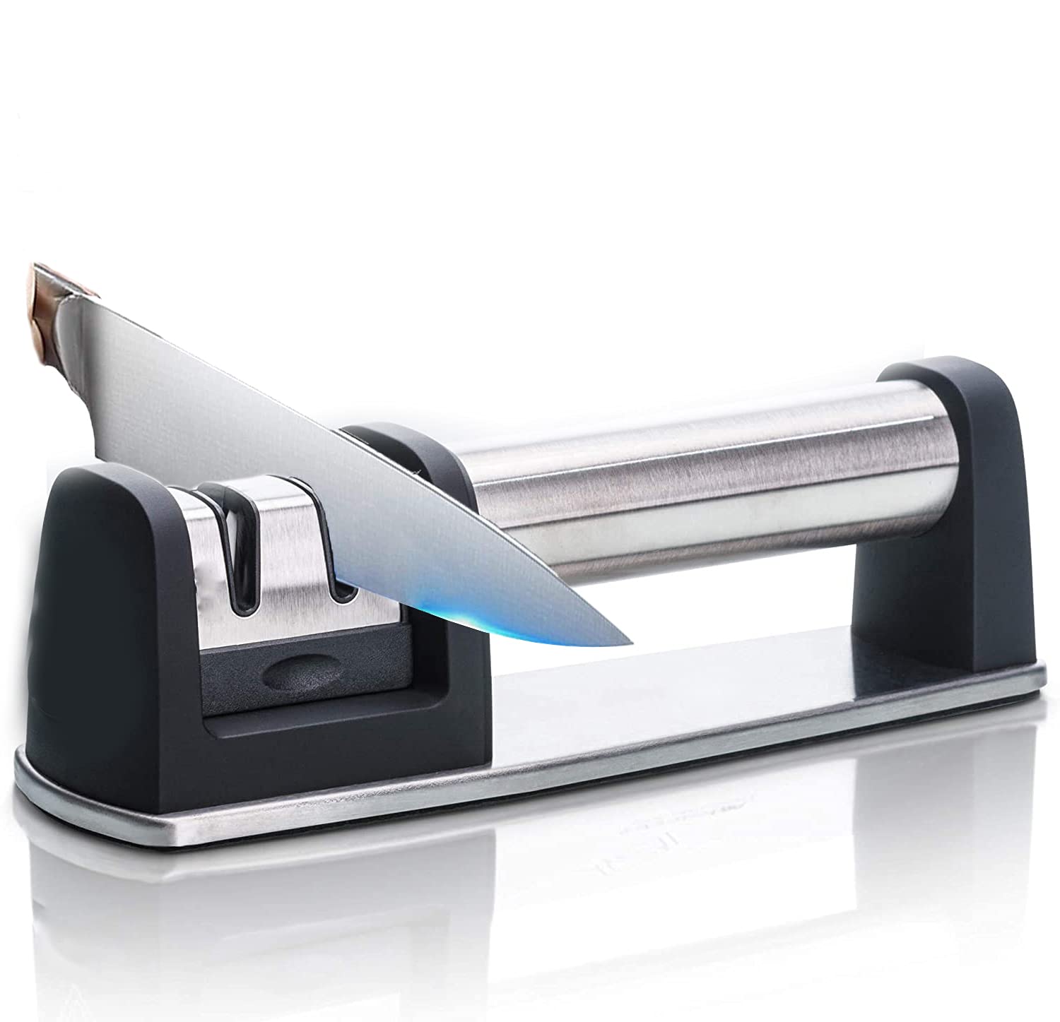 ZEACCTKitchen Accessories Straight and Serrated Knife sharpeners, Stainless Steel Ceramic and Tungsten-Easy Manual Grinding of Blunt Steel, paring Knives, Kitchen Knives, Scissors