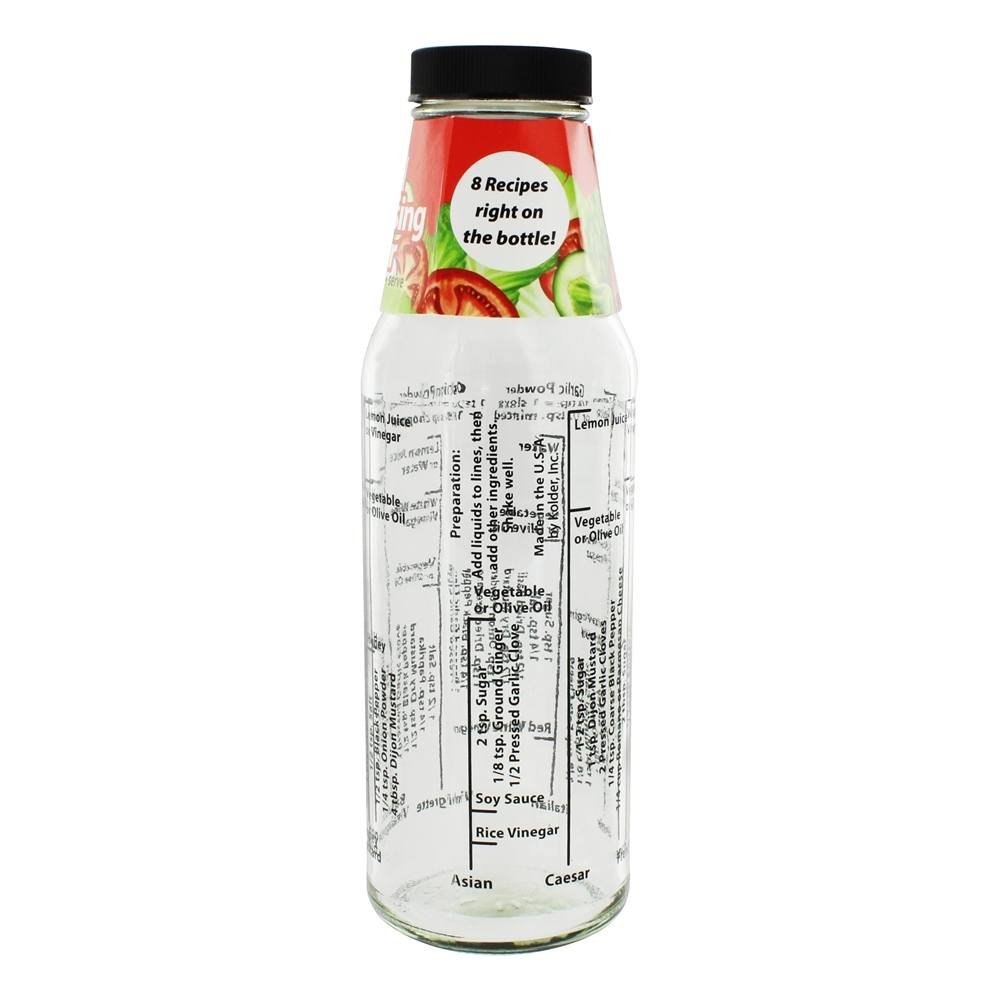 Kolder Salad Dressing Mixer Bottle with 8 Classic Recipes, Glass, 13-Ounce Capacity: Oil Bottles: Home & Kitchen