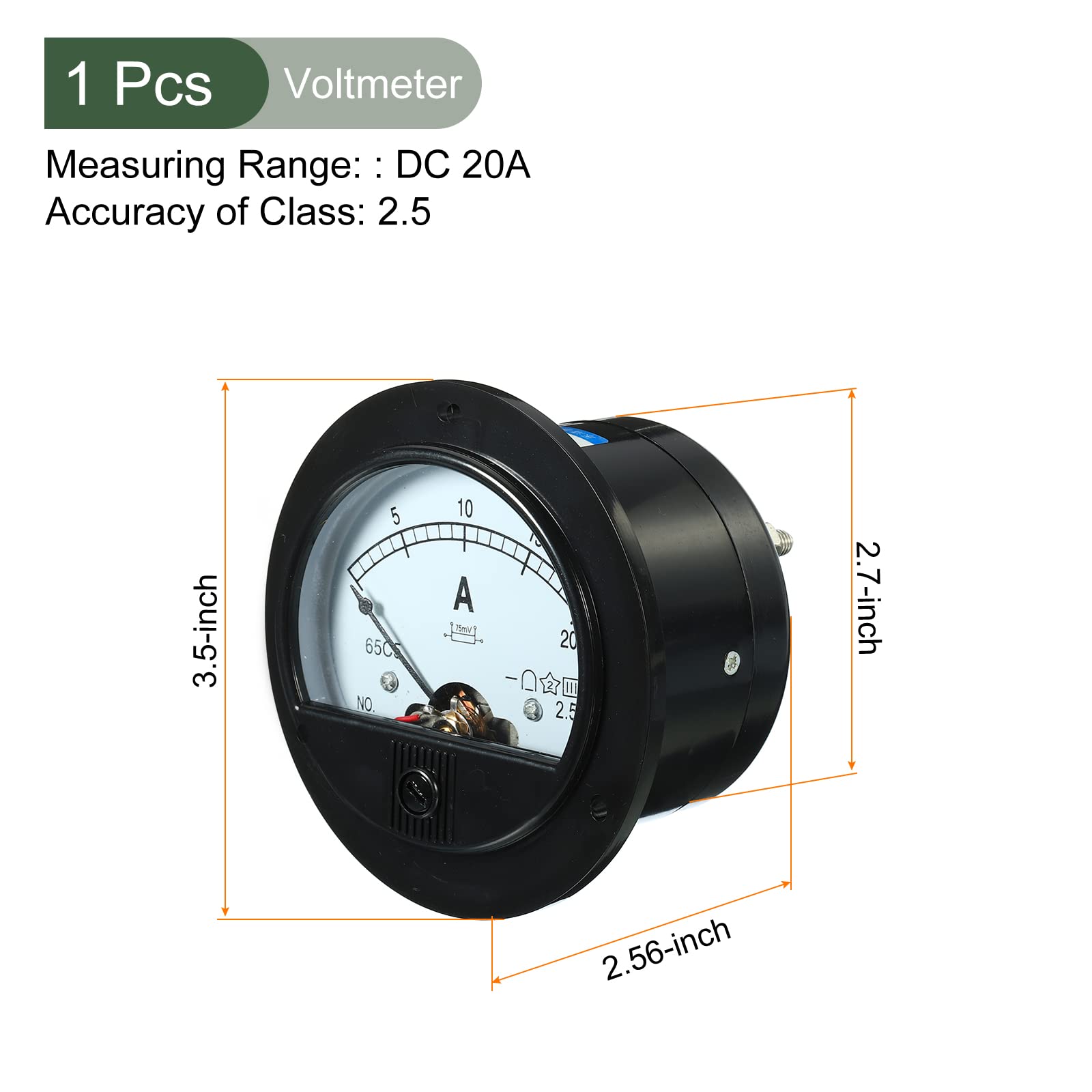 YOKIVE Analog Panel Ammeter, 65C5 Ampere Meter Current Tester, Great for Office Art, Home, Daily Use (DC 0-20A) - Image 2