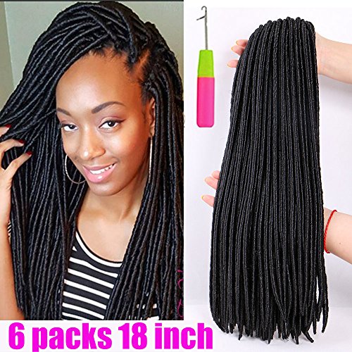 Big Deals 6 Packs 18 Inch Faux Locs Crochet Hair Styles Kanekalon Fiber Crochet Braids Hair Synthetic Braiding Hair Dreadlocks Extensions Color 1B For Women