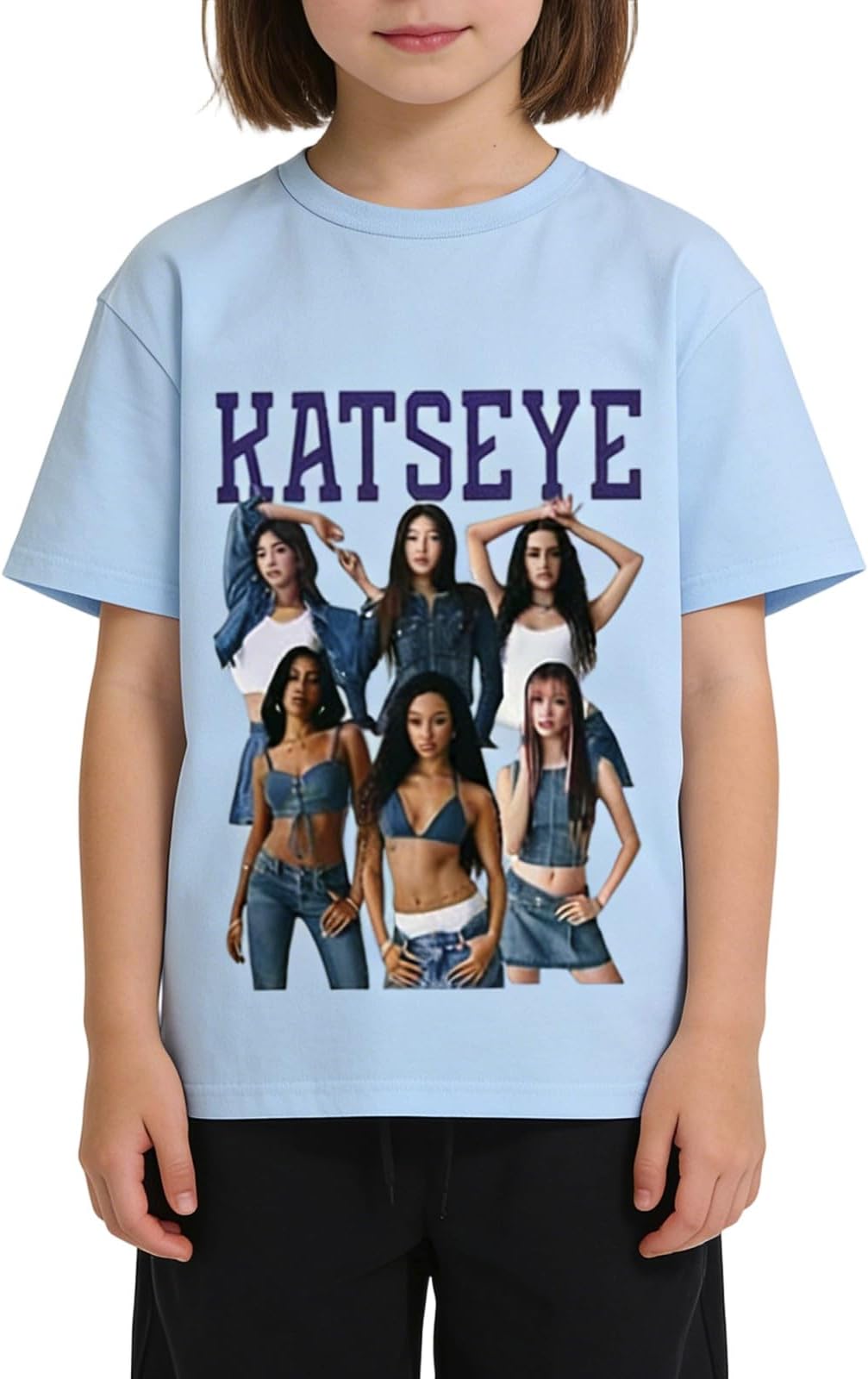 Katseye Merch Children's T-Shirt Girls Hip Pop Cool Trendy Short Sleeve T-Shirts Crew Neck Soft Short Sleeve Shirts Comfortable Stretch Casual SIim Fit Tee Kids Top Crew Neck Short Sleeve Tops His
