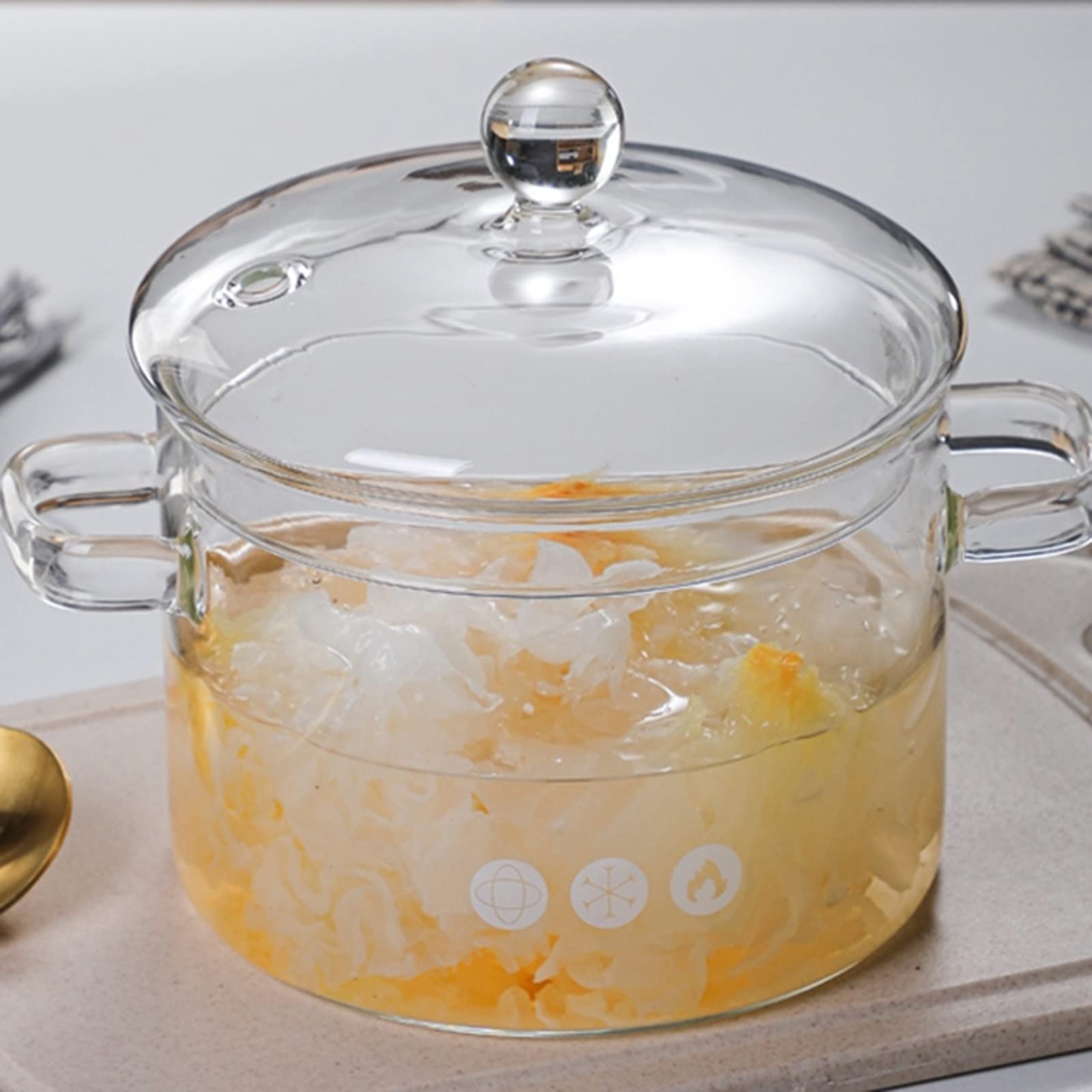 DOITOOL Glass Cooking Pot With Lid - 1900ML Clear Saucepan For Stovetop & Oven Cooking