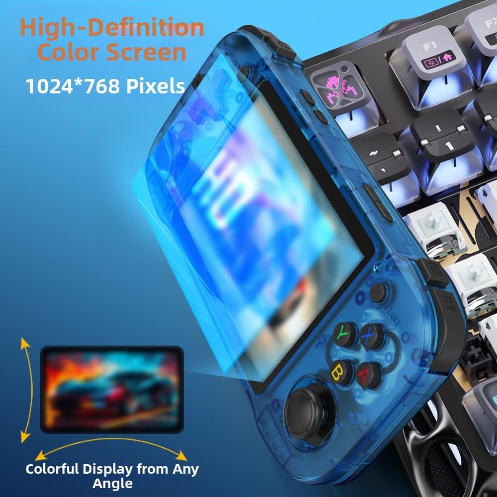 Retro R46H Consola de juegos portátil 4 5 pulgadas HD IPS Display Open Source para Linux soporta juegos clásicos y material ABS (R46H-64G negro)