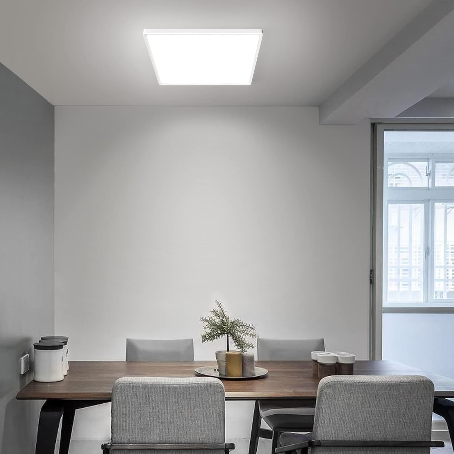 OTREN Plafón LED Techo Regulable, 3000-6500K Lamparas de Techo con Mando a Distáncia, IP44 Luz Led Moderna para Dormitorio Baño Cocina Sala de Estar, Cuadrada, 30CM, Blanco