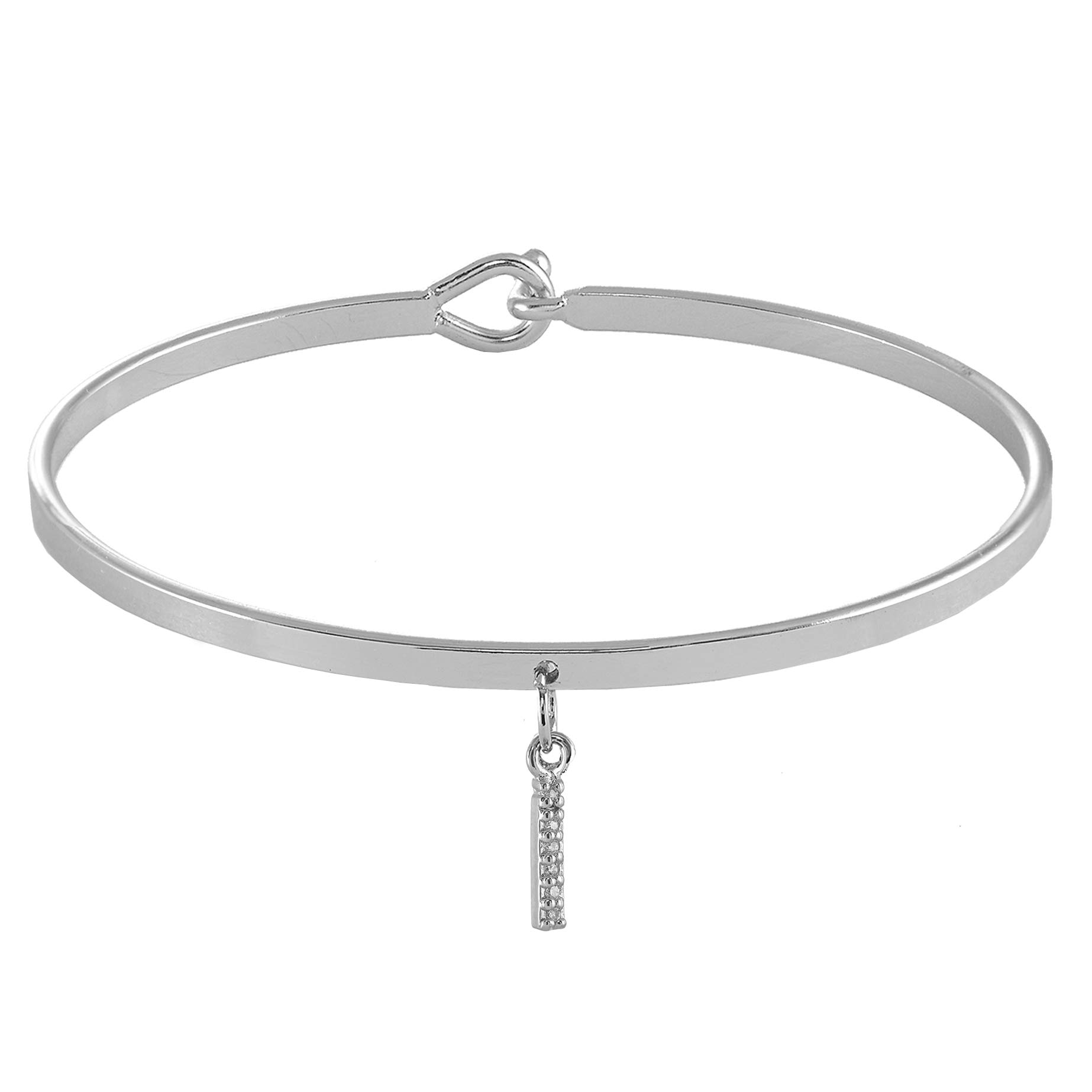 Spinningdaisy Dangling Crystal Initial Charm Cuff Bracelet