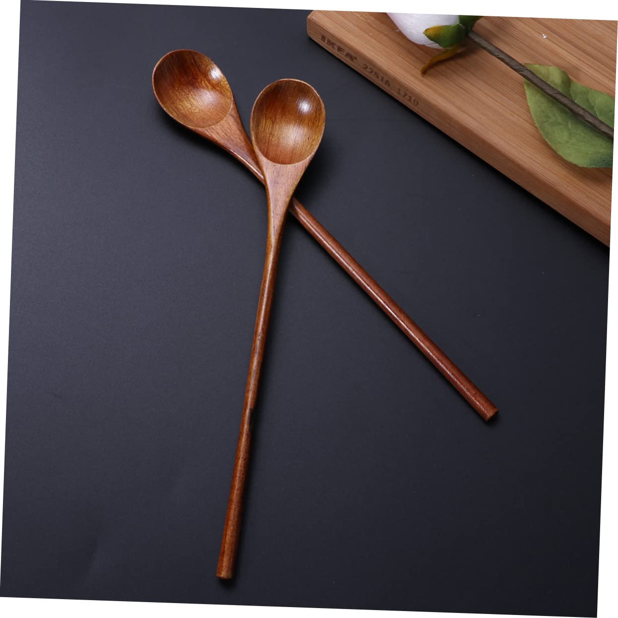 Cabilock 15 Piezas Cuchara De Madera De Cocina De Madera Para Comer Cuchara De Miel De Madera De Cocina De Cafe Manejar Comiendo Café Mango Largo
