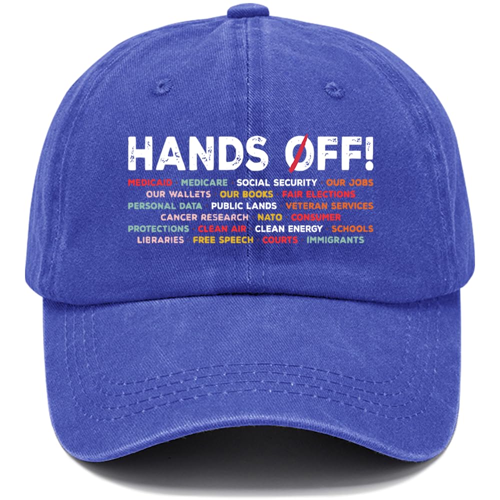 Hands Off Protest Cap Unisex Hands Off Protest Baseball Caps Hat Sapphire Blue