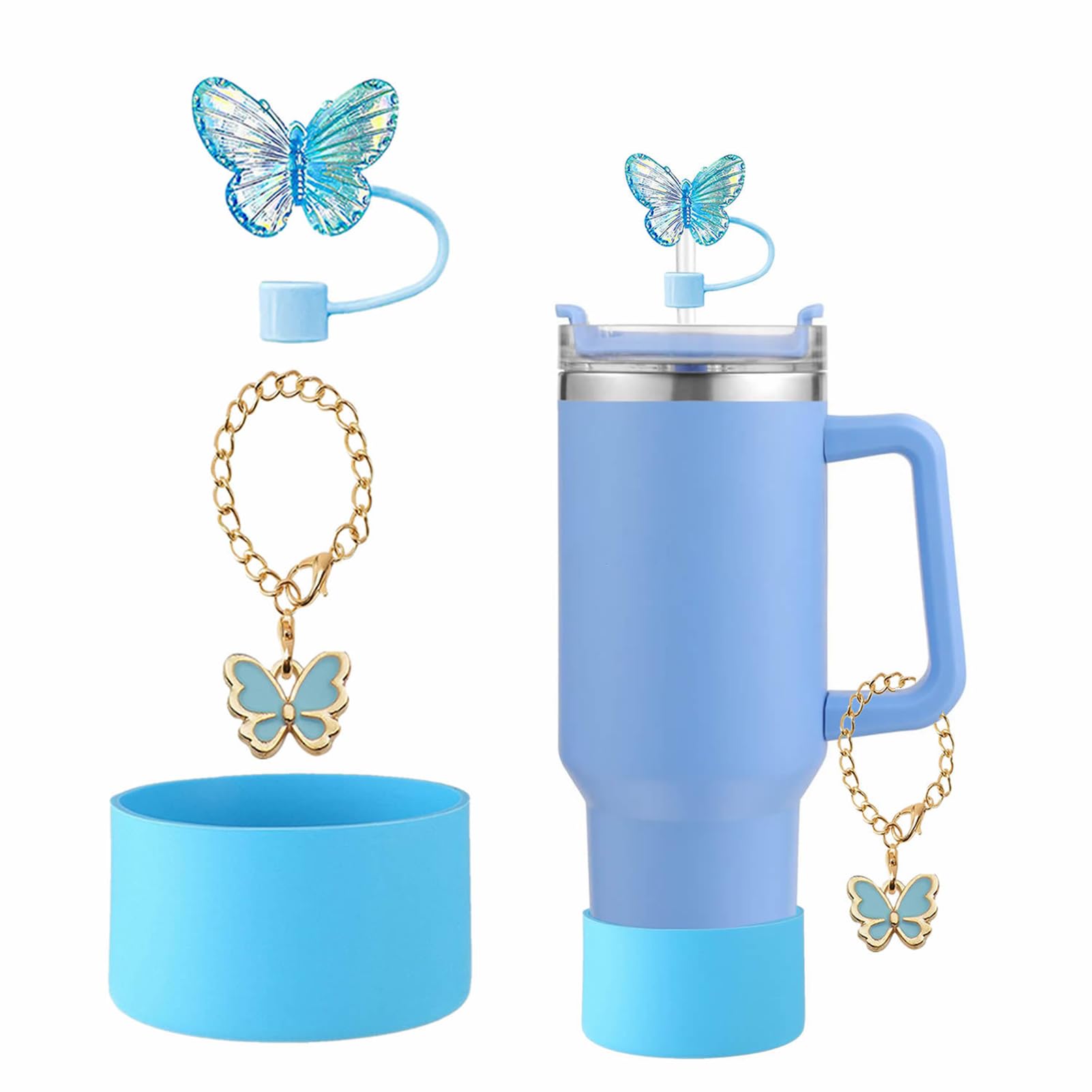 AiScrofa Stanley Cup Accessories Set - 8-Piece Set for 30 oz 40 oz Glass Accessories, Silicone Stanley Cup Protective Cover, Water Bottle Handle Strap