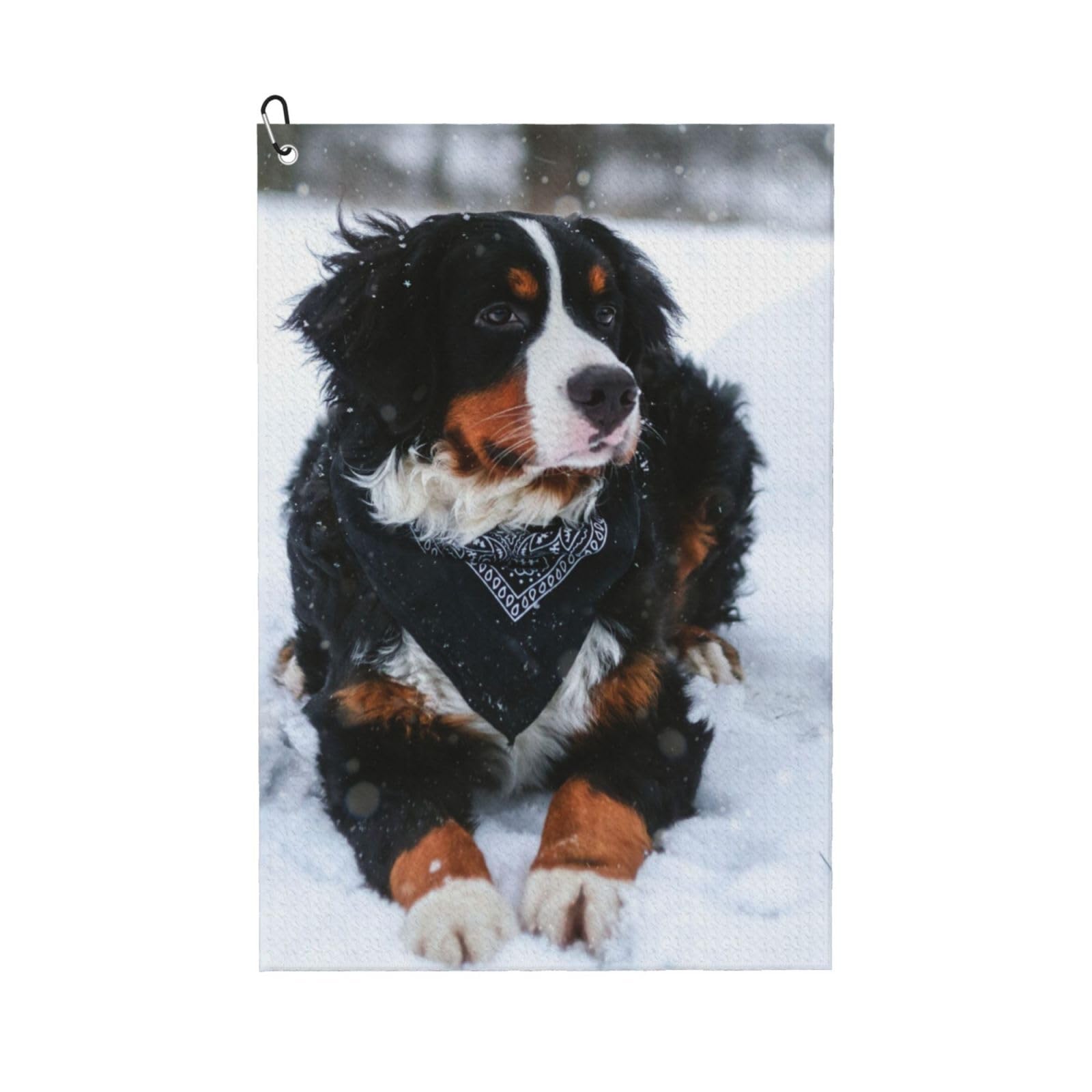 Hnnkloy Bernese Mountain Dog Snowfall, 16x24 in Portable Waffle Golf Towels with Carabiner Clip for Golf Bag