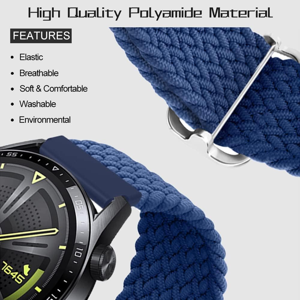 Qimela 2-Pack Sport Bands Compatible for Samsung Galaxy Watch 7 6 5 4 40mm 44mm,Galaxy Watch 6 4 Classic Band 42mm 46mm 43mm 47mm/Watch 5 Pro Band 45mm/Active 2,Stretchy Braided 20mm Replacement Strap - Image 3