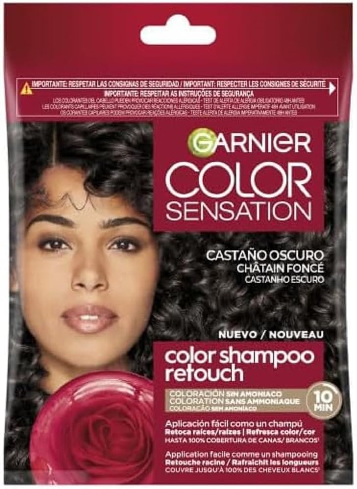 Garnier Color Shampoo Retouch Dark Brown Permanent Colouring - 100% coverage of white hair - lasts up to 4 weeks