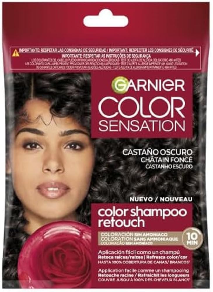 GarnierColor Shampoo Retouch Dark Brown Permanent Colouring - 100% coverage of white hair - lasts up to 4 weeks