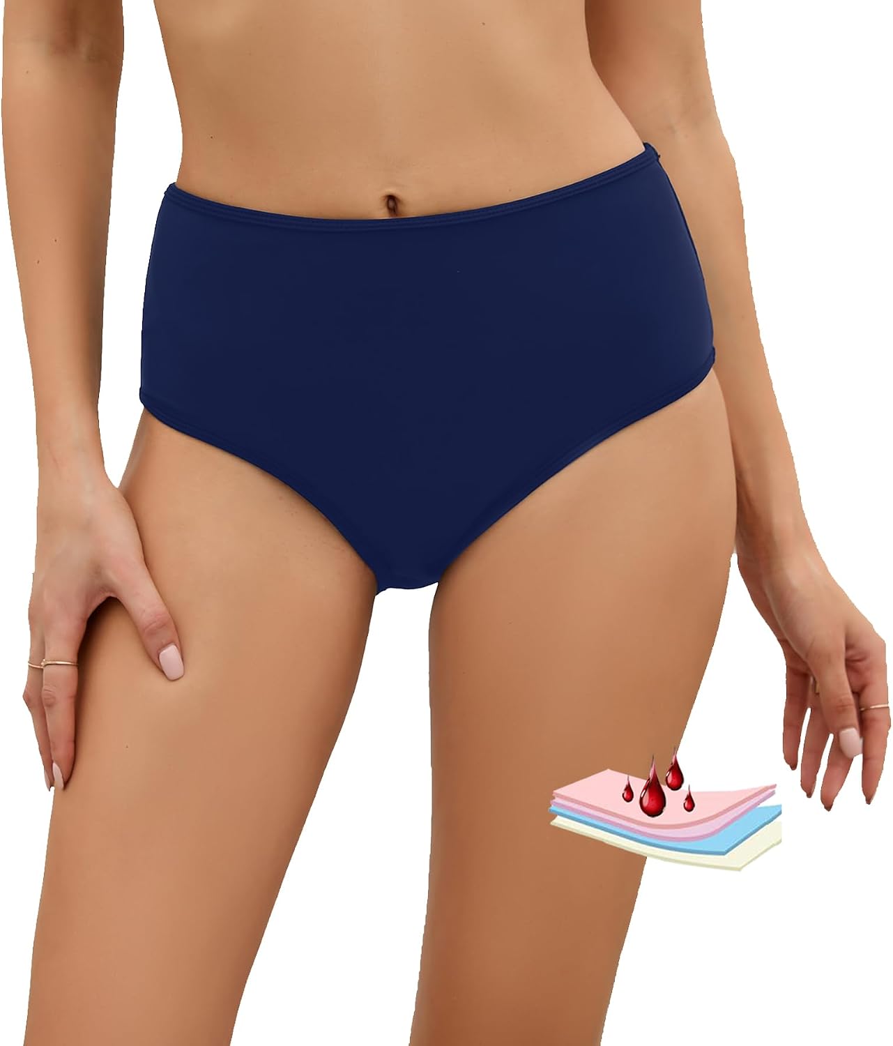 Leoparts Period Swimwear Leakproof Bikini Bottoms Black High Waisted Coverage Swimsuit Bottom for Girls Teens Women