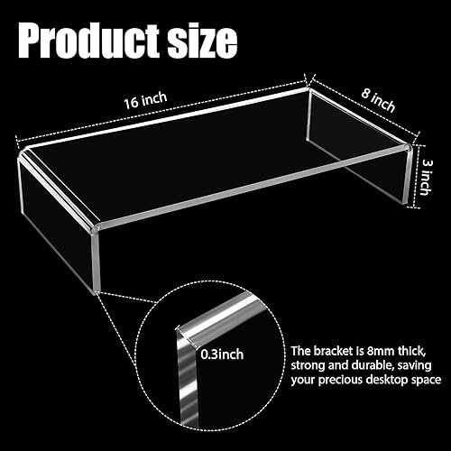 Miniatura 2 de Jetec 2 soportes acrílicos para monitor de escritorio de video acrílico para escritorio, estante de escritorio para computadora portátil, TV,