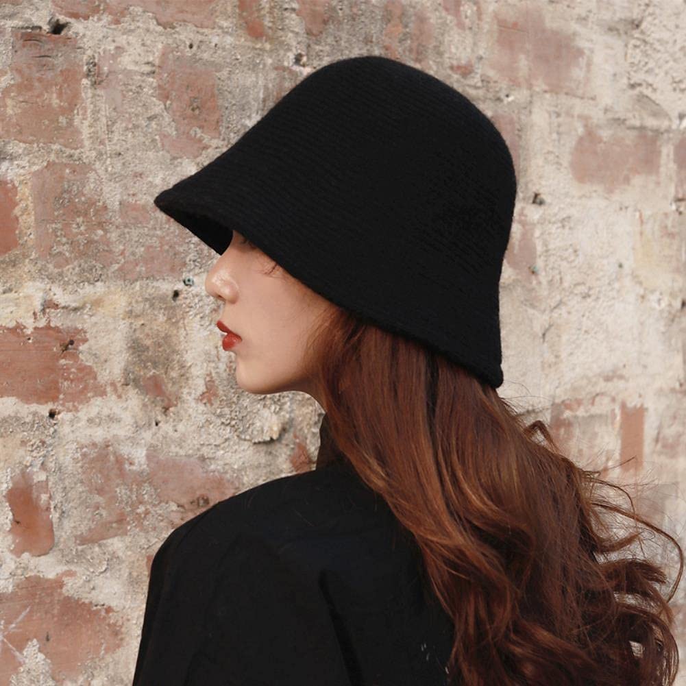 Cappello ， Cappello a Secchiello Panama Cappello a Secchiello da Donna Invernale Caldo Cappello da Ragazza in Feltro di Lana Cappello Hip-Hop in Pelliccia Autunno e Inverno (Color : BCoffee)