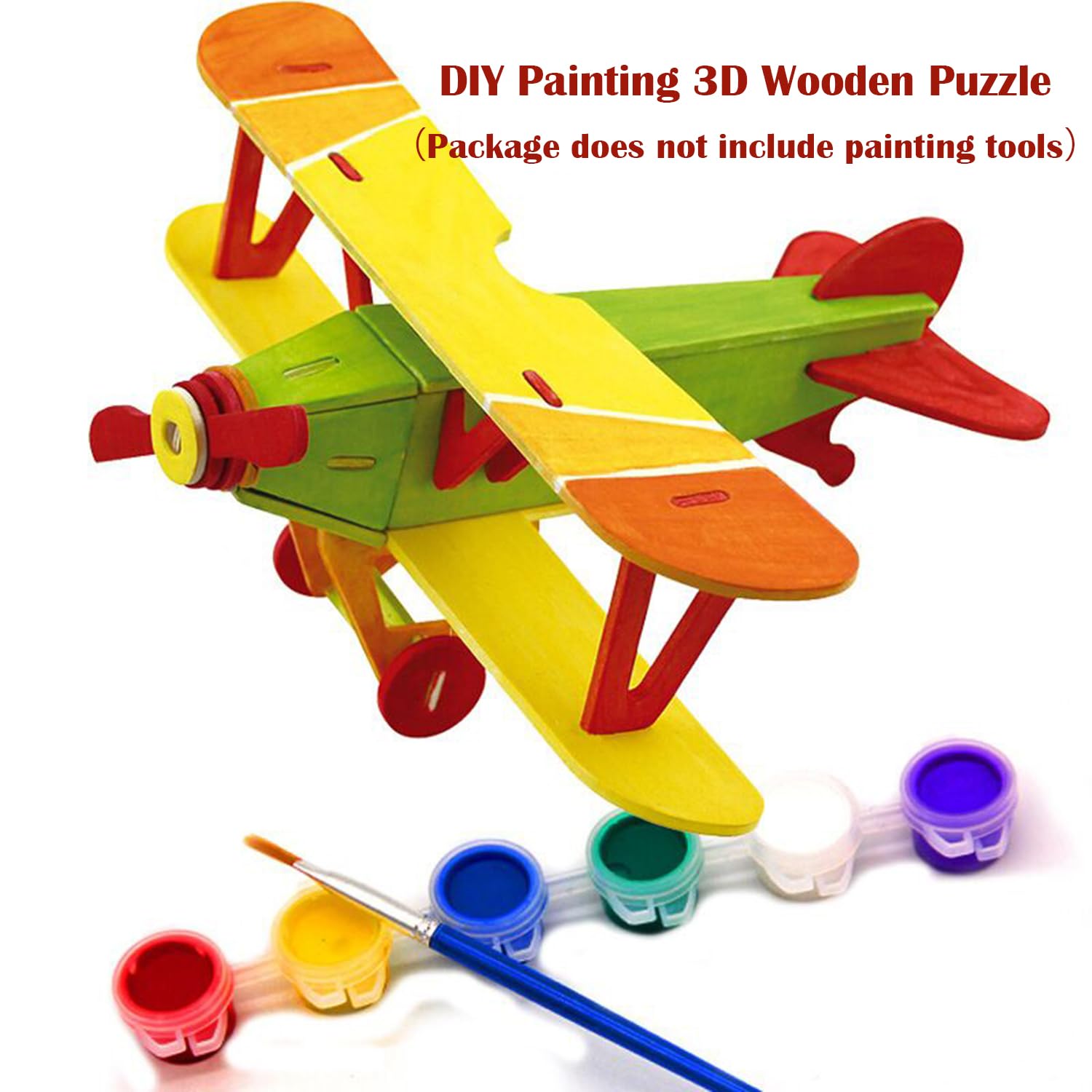 Georgie Porgy Zestaw konstrukcyjny, drewniane puzzle 3D, wycinane drewniane modele dla dzieci, zabawka, zestaw 3 szt. (dwupłatowiec, terenówka, statek ratowniczy)