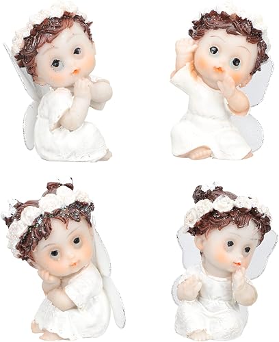 Miniatura 3 de ABOOFAN 4 piezas de mini estatuas de ángel de resina, ángeles de la guarda, ángeles de jardín, escultura, colección de ángeles, estatuas
