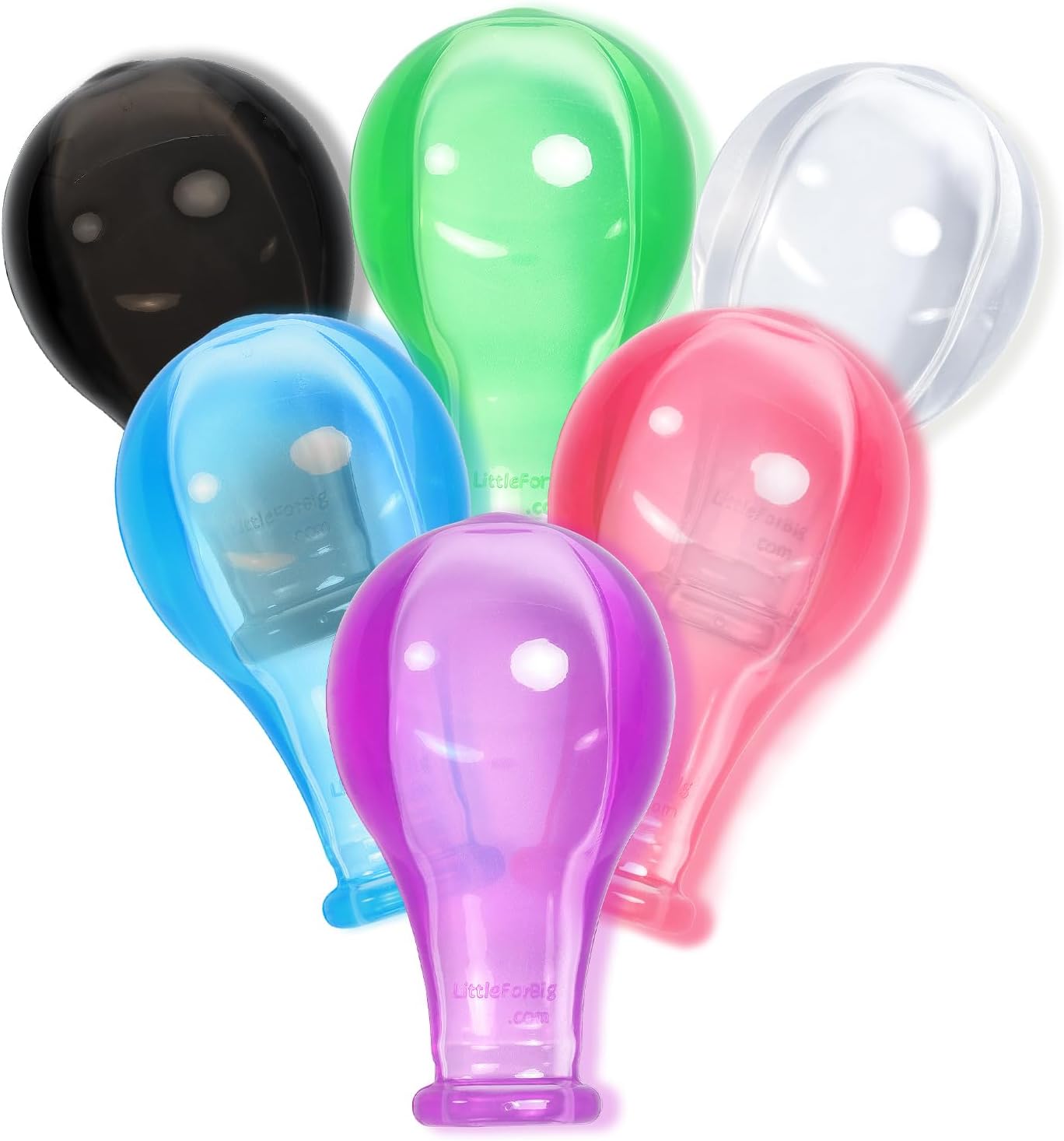 Adult Extra Large Size 8" Candy Gloss Colorful Transparent Pacifier Nipples - Outsize Replacement Big Teat 6-Pack Value