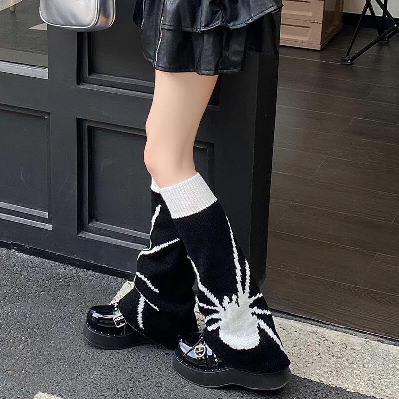 Image of WODECASA Girls Kawaii Leg Warmers Knitted Flared Leg Sleeves Goth Crochet Baggy Cuff Ankle Heap Socks