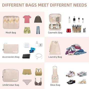 BAGAIL Packing Cubes for Suitcase 8 Set, Lightweight Luggage Packing Organizers Packing Cubes for Travel Accessories