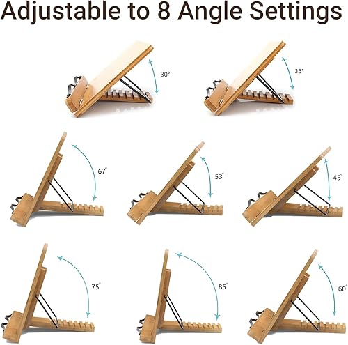 Miniatura 3 de Soporte ajustable para libros, estable y ligero, soporte de madera para libros de texto, bíbliarecetaalmohadillalecturabandeja de libros de cocina