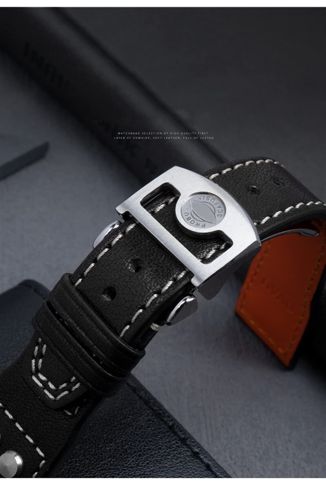 NFFRK 20mm miękki pasek do zegarka z prawdziwej skóry do paska IWC do akcesoriów Portofino Big PILOT Mark 18, Kolor czarny, 20mm