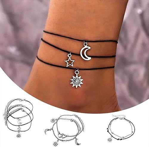Miniatura 1 de Pulseras de pie de estrella y luna para mujer pulseras de pie para mujer regalos de joyería para mujeres hermanas y amigas