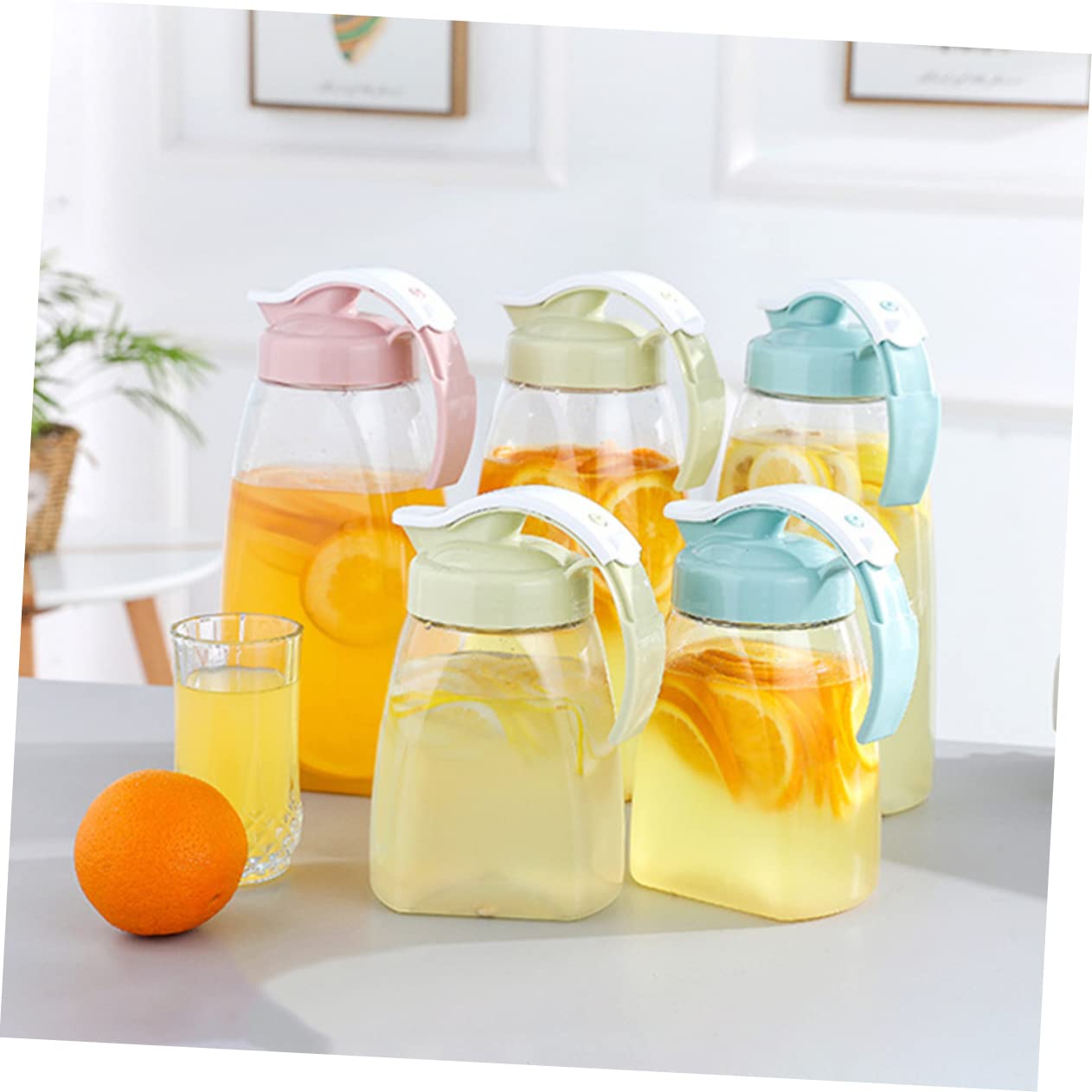 Cabilock Jarra De Agua para Nevera Botellas De Agua Clara Jarra De Café Jarra De Liquido Caliente Jarra De Jugo De Naranja Jarra De Limonada Jarra con Tapa Jarra Nevera Agua Fría Tetera