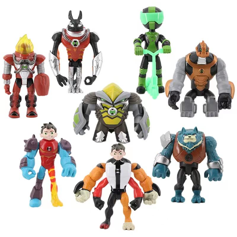 ben10 2nd Generation Hero Figure Toy Figure 8pcs Box Including ashmouth Omni-Naut Armor Heatblast Armor Humungosaur Armor Four Arms
