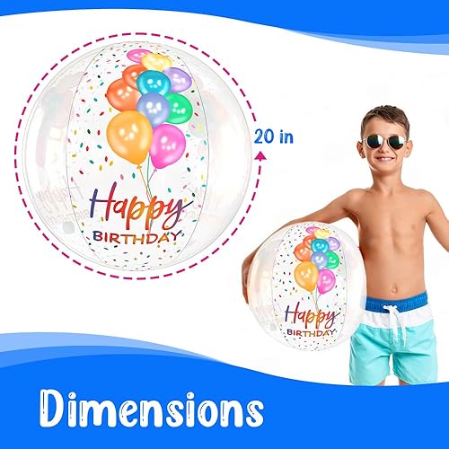 Miniatura 2 de Bola de playa para fiesta de cumpleaños en la piscina, bola inflable transparente extragrande para fiestas de cumpleaños de natación, decoraciones
