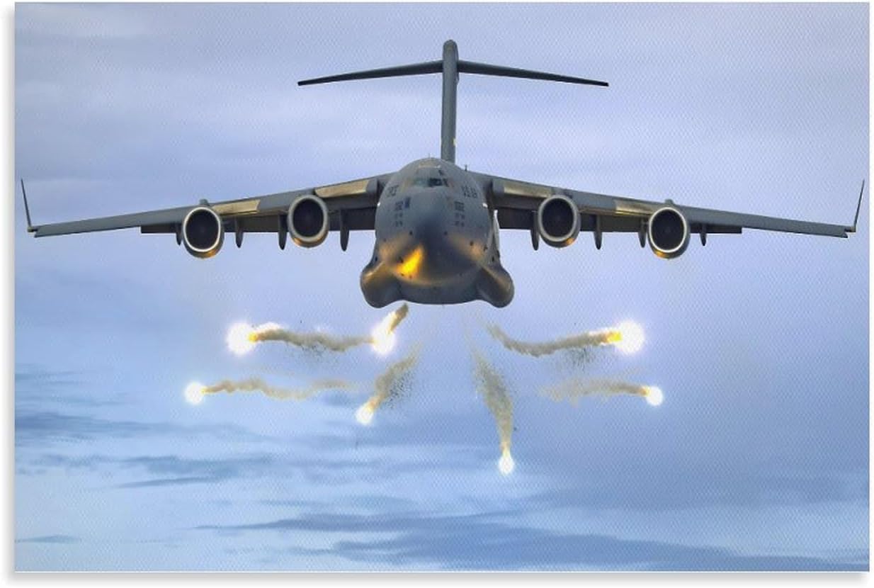 C-17 Globemaster III Military Transport Aircraft Modern US Air Force Transport Aircraft Photography Canvas Wall Art Prints for Wall Decor Room Decor Bedroom Decor Gifts 16x24inch(40x60cm) Unframe-st