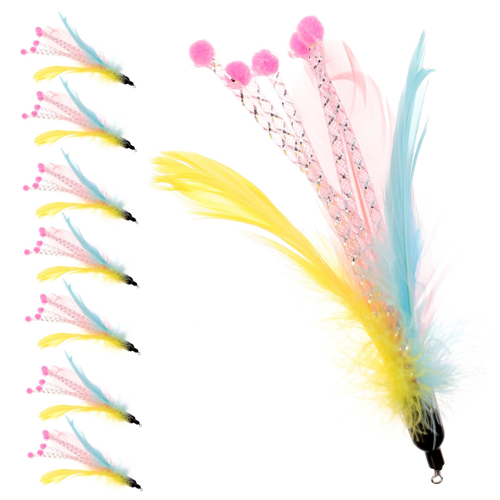 Kisangel 32pièces Jouets pour Chats avec Plumes Accessoires Interactifs pour Chats Intérieur Canne à Remplaçable pour Amusement Et Exercice