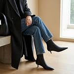 CUSHIONAIRE Women's Barbi Kitten Heel Bootie – Soft Vegan Leather, Memory Foam, Wide Widths, and Back Zipper