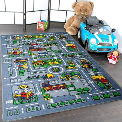 image for Mybecca Kids Rug City MAP Area Rug 8 x 11 Non Slip Gel Backing Size ap