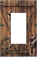 Vista 104 de Cubierta de interruptor de luz basculante de palanca de 2 bandas con textura de tablón rústico, diseño floral de mariposa y margarita