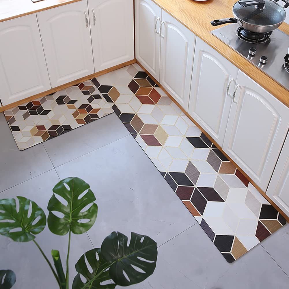 Kitchen Mat Non Slip Kitchen Mats And Rugs Pvc Anti Fatigue Mat Waterproof Memory Foam Kitchen Rugs Set Comfort Standing Mat For Kitchen Home Office Sink Laundry 45X75Cm+45X15.-45x75cm+45x180cm