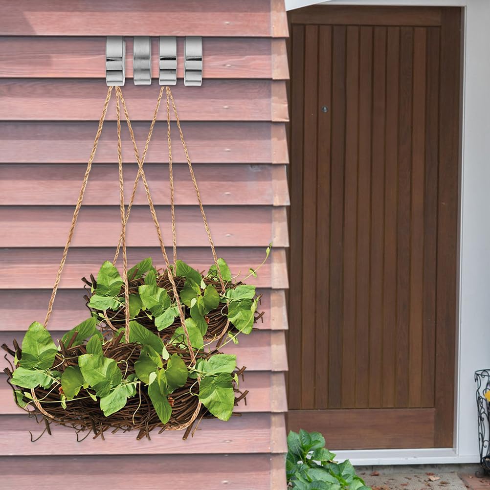 MAGICLULU 4 Pcs Vinyl Siding Hanging Hooks Heavy Duty Clothes Hanger Flat Skillet Pot Holders Outdoor Planter Pots Vinyl Siding Hooks for Hanging Plant Pots Outdoor Flower Pot Metal Hook Hat