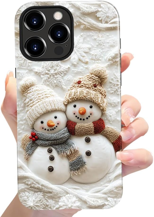 Case Compatible with iPhone 11 Pro,Hybrid 2-Layer Hard Shell,Shockproof Soft for Girl Women,Christmas Snowman Winter image 4