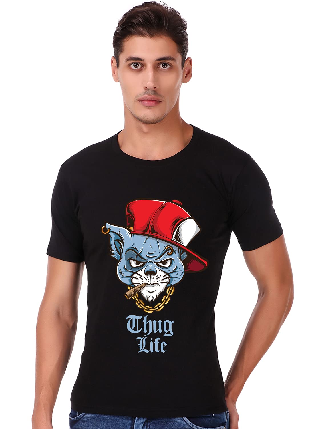 Squareknot Men's Casual Stylish Game Zone Boys Trending Summer Special Text Graphic Printed Tshirt|Regular fit Half Sleeves Round Neck Pure Cotton Black Colour T-Shirt