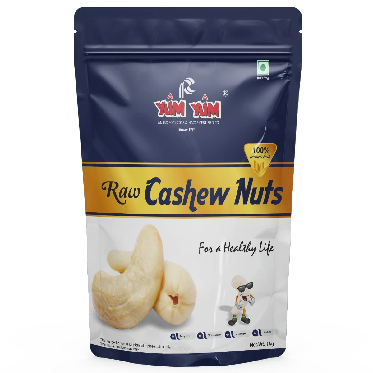 YUM YUM 100% Natural & Crunchy Premium Whole Cashews, Nutritious & Delicious Nuts, Signature Plain, High Fiber, Rich In Protein, 1 kg, Pack of 1 (B0B39GVL3L) Amazon Price History, Amazon Price Tracker