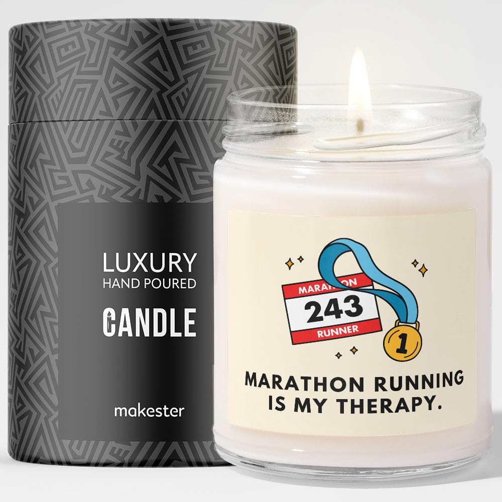 Marathon Runner Gift - Luxury Soy Wax Candle - Vanilla, Jasmine, Sugared Almond - Makester โ image 1