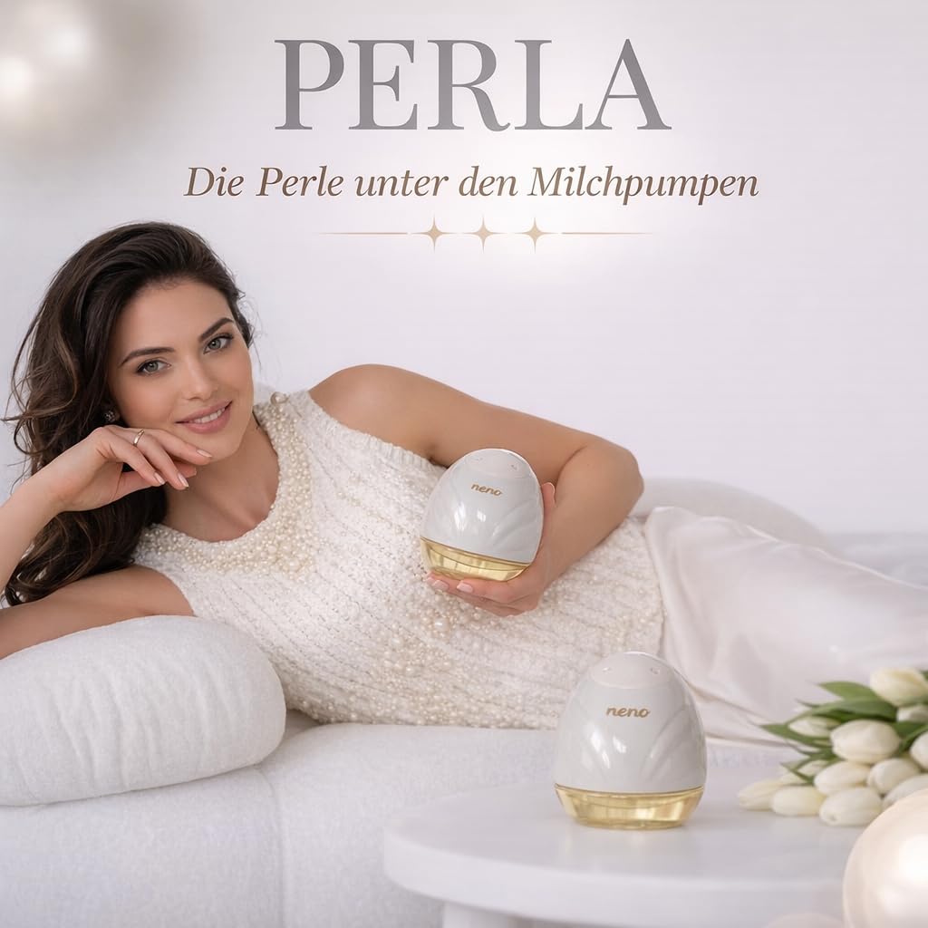 NENO Perla Twin Milchpumpe Elektrisch - Dreiphasen Elektrische Milch Pumpe Freihändig - Leiser und Diskreter Betrieb - 9 Saugstufen - BPA-frei – LED-Anzeige - Schnelles USB-C-Laden