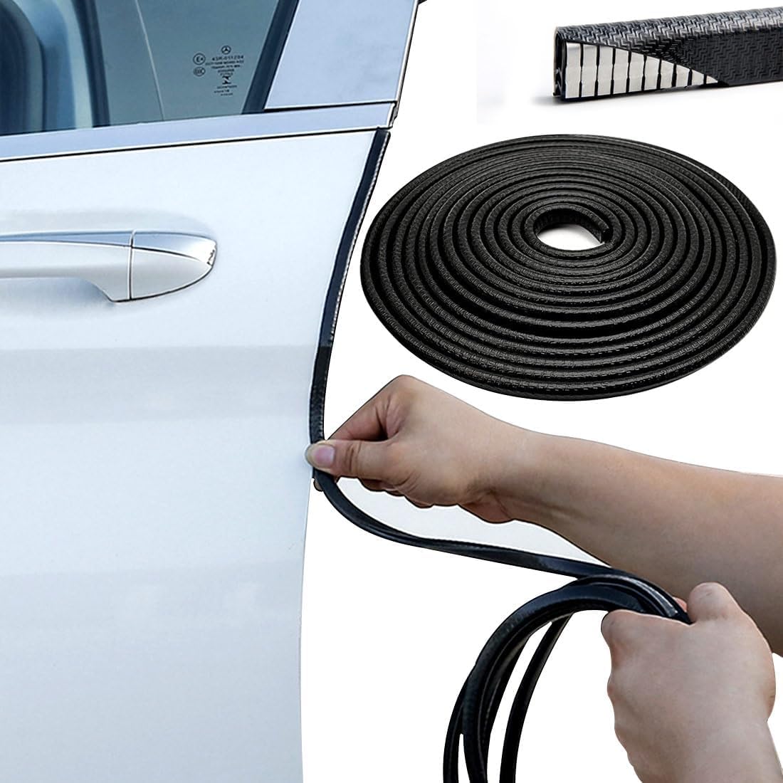 5M Carbon Fiber Car Door Moulding Scratch Protector Strip Edge Guard Trim Rubber - Foto 12