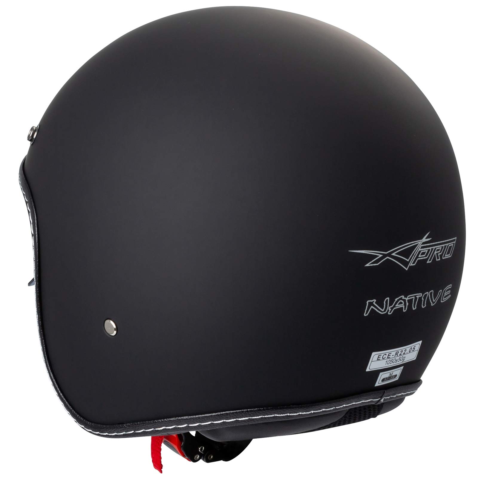 Casque Moto Jet Cafe Racer Homologué ECE 22-05 Scooter Custom Noir Mat L